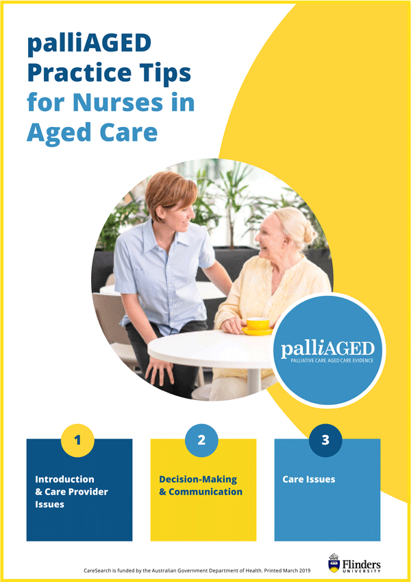 palliAGED Practice Tips for Nurses in Aged Care front cover