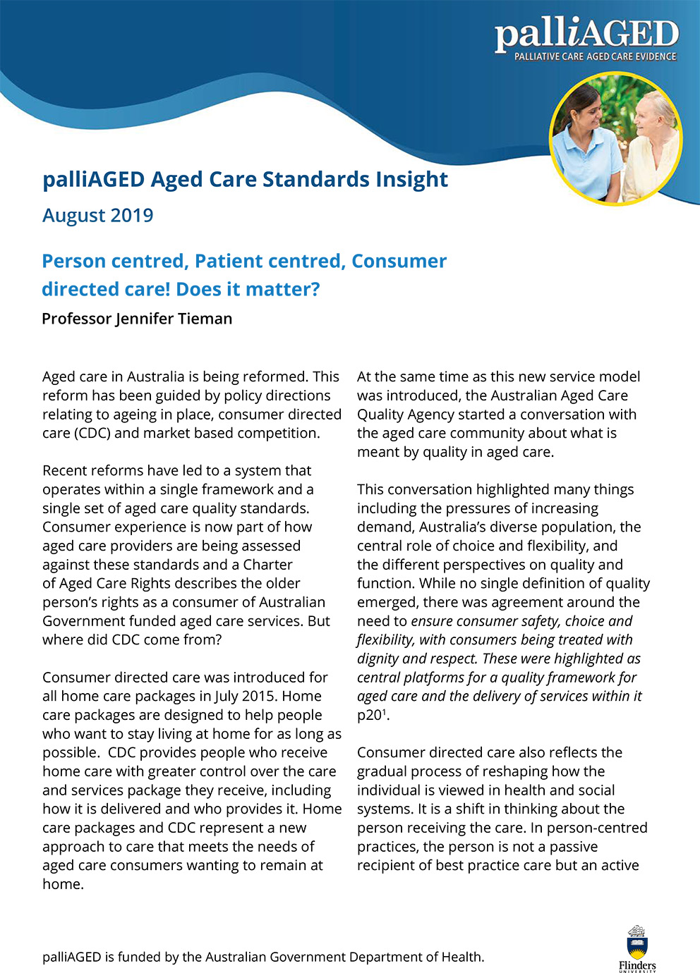 palliAGED Aged Care Standards insight August 2019 thumbnail